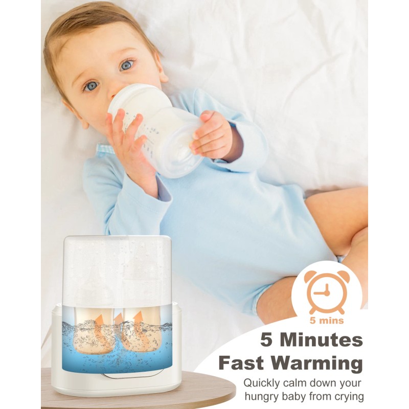 AMZBABYCHEF 10-in-1 Double Bottle Warmer,Accurat