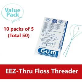 Sunstar Butler 50 Sunstar GUM 840 Eez-thru floss threaders - 10 packs of 5 each - BEST DEALl!