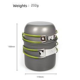 JIAOLUOLI Outdoor Set of pots for 1-2 Persons Camping Cookware Backpacking Stove Mess Kit – Camping Cooking Set - Camping Pots and Pans Set - Camping Accessories Equipment (Green)