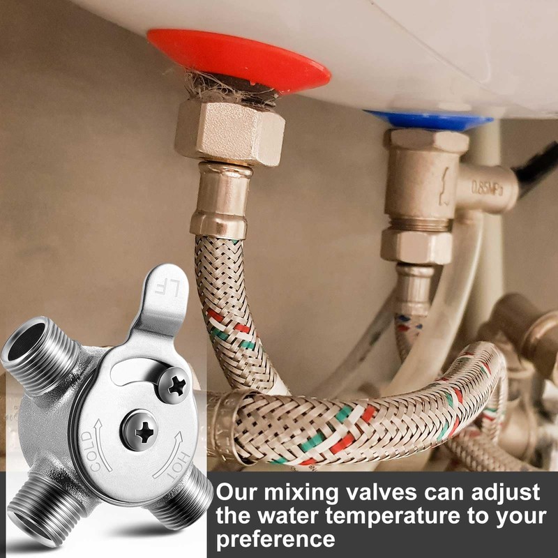 Yaocom 4 Pcs 3/8" Manual Mixing Valve Hot Cold Water
