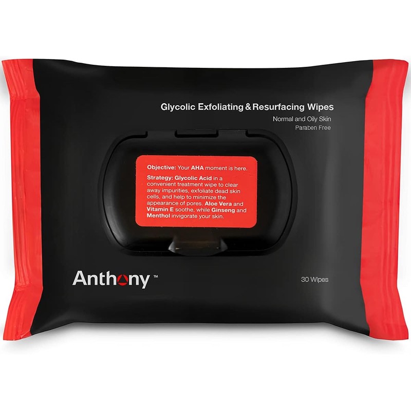 Anthony Glycolic Exfoliating and Resurfacing Wipes, 30 Wipes