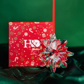 H&D HYALINE & DORA 2024 Crystal Snowflake Ornament Clear Faceted Crystal Snowflake Christmas Ornament Crystal Sun Catcher Hanging for Home Decor