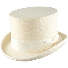DH Hand Made Wool Top Hat Satin Lined Small to XXL White