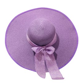 MMOOVV Straw Hats Summer Visor Protection Hat with Wide for Women Beach Hat Wide Brim Straw Hat Sun Hat, purple