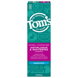 Tom's of Maine Antiplaque & Whitening Fluoride-Free Peppermint Toothpaste, 5.5 oz