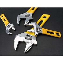 TopHomer Vogueing Tool Adjustable Spanner 4" 115MM Lightweight Wrench Compact Soft Grip Wide Jaw Hand Tool Yellow Short (Jaw Width Capacity:24MM)