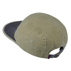 CLAPE Unisex Washed 5 Panel Cap Short Brim Baseball Cap Flat Brim Baseball Cap Street Snapback Cap Adjustable Cotton Camp Cap for Men Women, HNZD1-Khaki