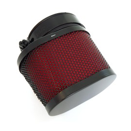 Universal Black & Red High Flow Tapered Oval Air Filter Pods - 54mm Mount ID - Motorcycle ATV Scooter Mopeds