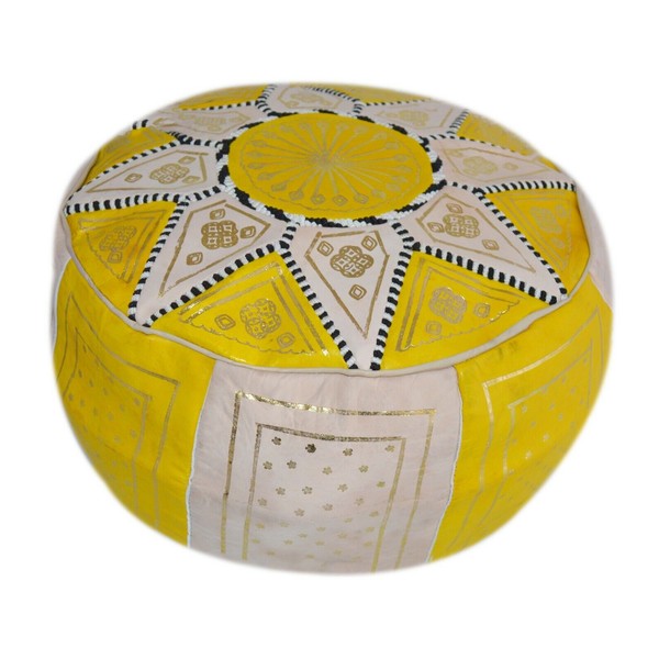 "Handmade" Pouf Moroccan Hassock Pooff Leather Pouff Ottoman Footstool MED
