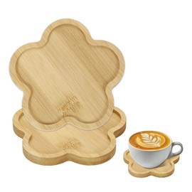 QUARKZMAN 2 Stück Holzuntersetzer Blume Glasuntersetzer Holz Kaffeeuntersetzer Gläser Kerzenteller Deko Wohnzimmer Schlafraum Getränke Tassenuntersetzer für Bar Tisch Küche 115x115x10mm