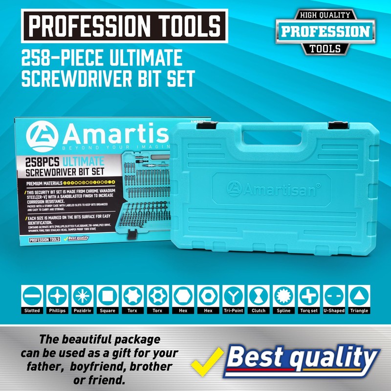 Amartisan 20-Piece Hex Head Allen Wrench Drill Bit Set, Metric