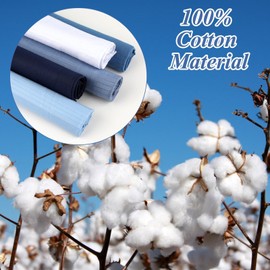 hoeslaw 5 Pcs Cotton Navy Blue Pocket Squares for Men, 15.7" Classic Soft Gentlemen Handkerchiefs, Machine Wash Premium Hankies for Special Event Formal Occasion Father Boyfriend (Navy to Sky Blue)