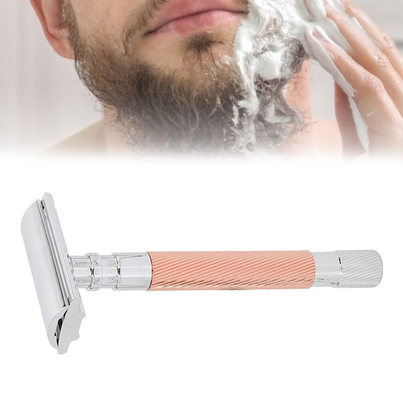 Double Edge Safety Razor Long Handle Zinc Alloy Manual Safety