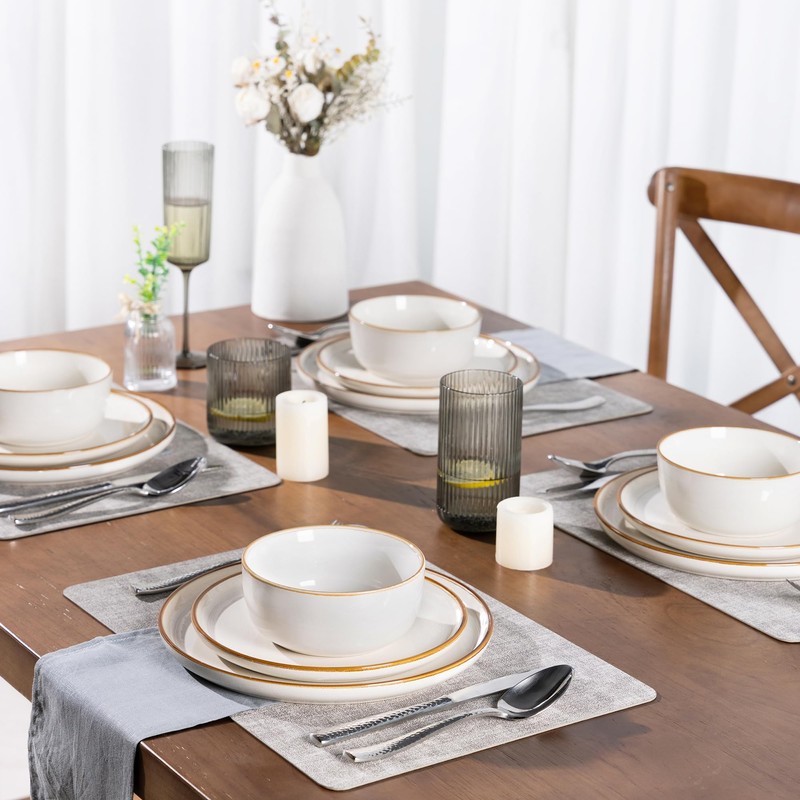 GBHOME Ceramic Dinnerware Sets for 6, 18 Pieces Stoneware Plates