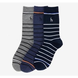 Hazzys (대구신세계)HAZZYS 스트라이프 패턴 면혼방 중목양말3종세트 HJSS5E003N2 (DAEGU SHINSEGAE) HAZZYS Stripe Pattern Cotton Blend Mid-Calf Sock 3-Piece Set HJSS5E003N2
