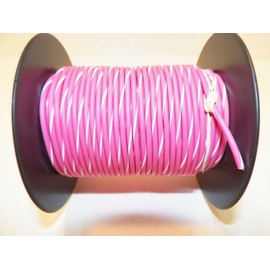 Pink/White Striped, 18 GA Gauge AWG GXL Wire, 100' Spool, for Automotive, Truck, Motorcycle, RV. General Purpose Copper .94 O.D. Abrasion Resistance, High Heat
