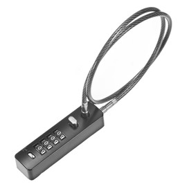 M METERXITY Gate Locks for Outdoor Fence, 11.81IN Heavy Steel Cable Rope Keyless 4-Digit Combination Lock for Gate/Cabinet/Snowboard/Bike/Locker, Resettable Code Security Cable [Black]