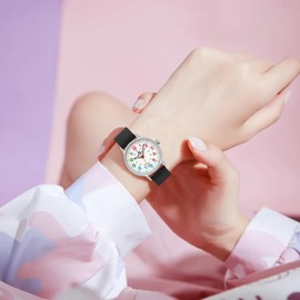 SUDESMO Waterproof Watches for Women Silicone Watch with Second Hand Luminous Watch 24 Hours Simple Colorful Watch Black