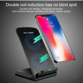 UrbanX Q-740 Wireless Charger Stand, Qi-Certified for Ulefone Power Armor 13, 10W Fast-Charging (No AC Adapter) - Black