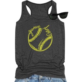 IZROLO Baseball Mom Shirts Tee Baseball Tank Tops for Women Softball Mom Tank Top Casual Sleeveless Vest Black