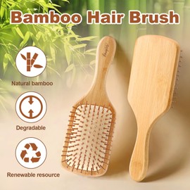 Arshray Natural Bamboo Bristles,Soft Bristle Cushion,Reduce Static Electricity,Hair Comb Teeth Round and Smooth,Promote Scalp Blood Circulation,Ergonomic Handle