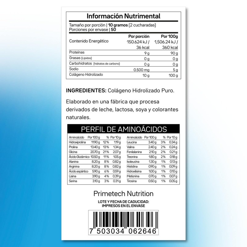 Colágeno Hidrolizado puro en polvo de alta calidad 500 gramos