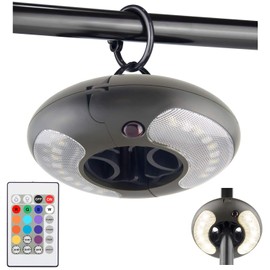 HONWELL Patio Umbrella Light, 18 LEDs 3xAA Battery Operated Umbrella Pole Light with RF Remote 80Ft Through Wall, 4 Modes, 12 Color Changing Outdoor Camping Light with Hanging Ring for Umbrellas,Tent