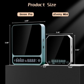 IKAPE Digital Coffee Scale, Premium Aluminium Espresso Scales with Timer, 2kg/0.1g High Precision Rechargeable Drip Espresso Scale with Tare Function, LED Display(Green)