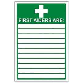 V Safety First Aiders Sign - Portrait - 150mm x 200mm - 2mm Rigid Plastic