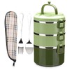 SANQIAHOME 3-Layer Stackable Stainless Steel Lunch Box, Leak-Proof, Green