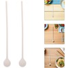 4 Piezas Cuchara de Silicona, Mango Largo Beige