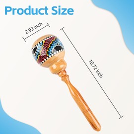 GOGHOST 1 Pack Handmade Wooden Maraca for Adults, 10.7" Professional African Hand Percussion Rattles, Handpaint Rumba Shaker Musical Instrument, Fiesta Mexican Party Favors(Natural)