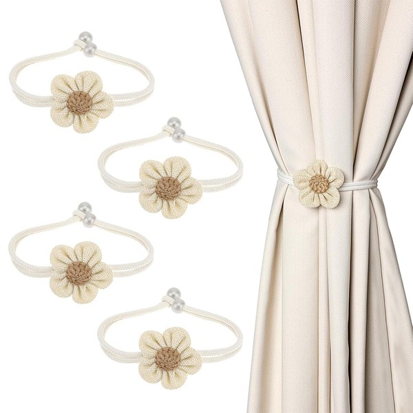 AIYVELU 4 Pieces Curtain Holdbacks Flower Curtain Holdbacks for Boho