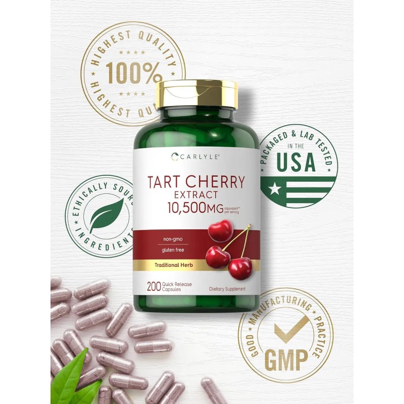 Cpsulas Cereza cida (tart) 10,500 Mg 200 Pzas Sin Gluten
