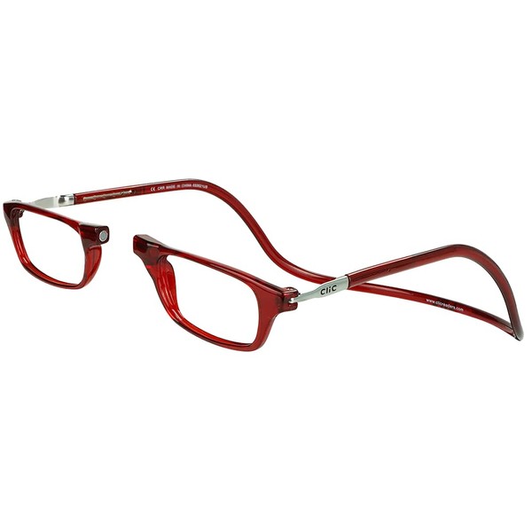 Clic Magnetic Reading Glasses, Computer Readers, Replaceable Lens, Adjustable Temples, Original, (S-M, Red, 1.75 Magnification)