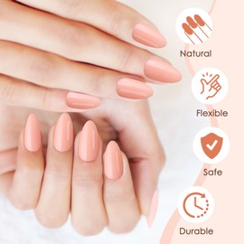 MELLIEX Press on Nails Short Almond Nude Nails for Sticking 10 Sizes Acrylic False Nails Tips Set Full Cover Artificial Fingernails Pack of 240