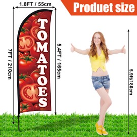 Buryeah 2 Sets Tomatoes Feather Flag Kit 7ft Tomatoes Fruit Flag Banner Bulk with Pole Ground Spike and Portable Bag for Business Fruit Foods Tomato Sign Flags Advertising Outside Ground