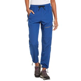 baleaf Cargo Pants for Women Petite Joggers Lightweight Quick Dry Pant Water Resistant 27'' Travel Workout Athletic Bayou Blue XL