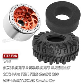 BRCatWPark Aluminum RC 1.9 Wheel Tires for 1/10 SCX10 SCX10 II 90046 SCX10 III AXI03007 SCX10 Pro TRX4 TRX6 Gen7/8 D90 VS4-10 MST CFX RC Crawler Car,4pcs RC 1.9 Beadlock Wheel,Orange