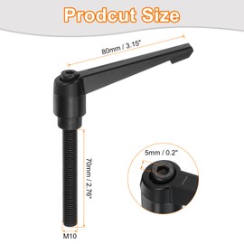 QUARKZMAN M10 x 70 mm Adjustable Knobs Handle Male Thread Push Button Ratchet Quick Release Swivel Bolt for Lathes, Black