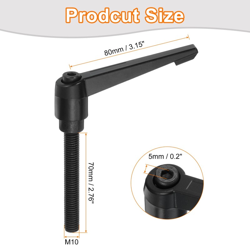 QUARKZMAN M10 x 70 mm Adjustable Knobs Handle Male Thread