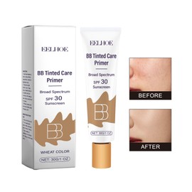 BB Blur Tinted Moisturizer SPF 30,Lightweight Hydrating BB Cream with Broad Spectrum Protection, Full Coverage for Light-Medium Skin Tone, Includes Brush (Wheat color, Medium)