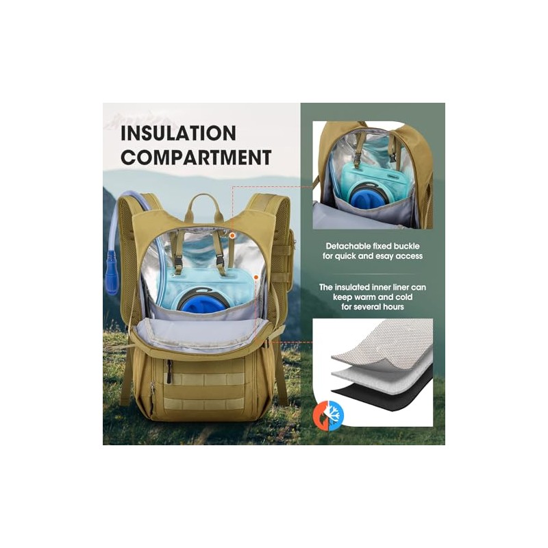 RAINSMORE Hydration Backpack with 2L Hydration Bladder Insulated 18L Hiking