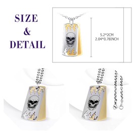 Feilok Mens Dog Tag Necklace with Chain Stainless Steel Jewellery Pendant Necklace Chain for Men Gold