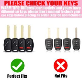 YIKECASE Key Fob Cover with Diamond Keychain Car Key Holder Case Compatible with Honda 2003-2015 Accord Crosstour CR-V Civic Element Pilot Protector for Women 4 Buttons, (Black-Heart)