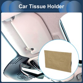 INFINAUTO Car Tissue Holder, Auto Sun Visor Napkin Holder, Car Armrest Tissue Holder, Beige Suede Backseat Tissue Case Tissues Box Cover