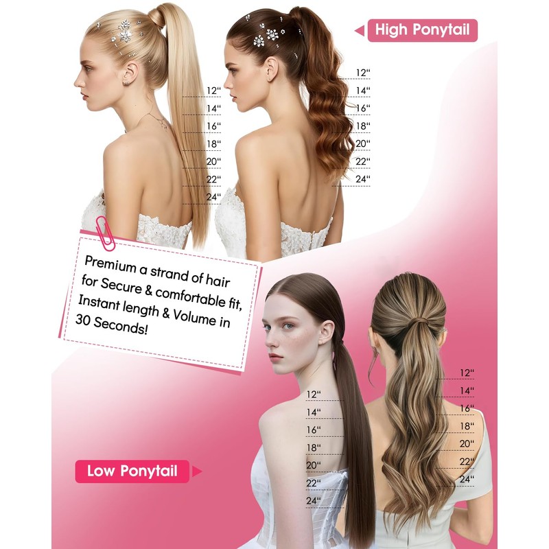 Youngsmile Ponytail Extension Human Hair 18 Inches 80 Grams 27