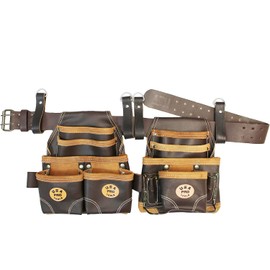 USA Pro Tools Tool Belt,Leather Tool Rig for Carpenters,Framers,Electricians,Constructors,and Handyman,Adjustable Tool Pouches,SST 1214-1215