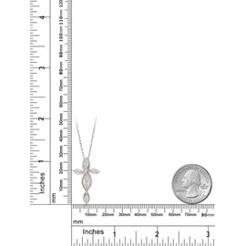 Cross Necklace For Women | 925 Silver and 10K Yellow Gold | White Moissanite Pendant Necklace For Women| 1.31 Cttw | Jesus Christian Religious Crucifix | Marquise 8X4MM | With 18 Inch Chain