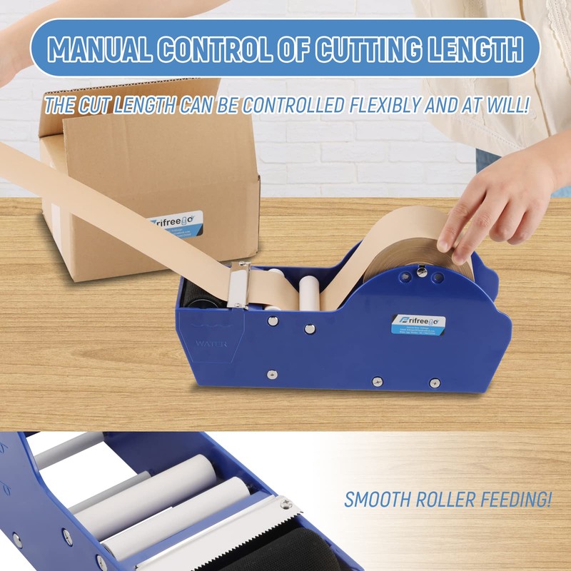 Frifreego Water-Activated Tape Dispenser, Manual Kraft Gum Tape Dispenser, Width